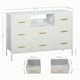 image 3 of HOMCOM Boucle Chest of Drawers, 2 USB & 2 AC Ports, 8 Drawers Dresser Cream
