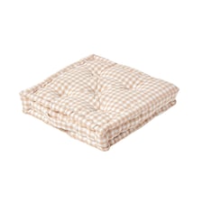 Homescapes Cotton Gingham Check Beige Floor Cushion - 40 x 40 cm | Cream | Beige | 40 x 40 cm