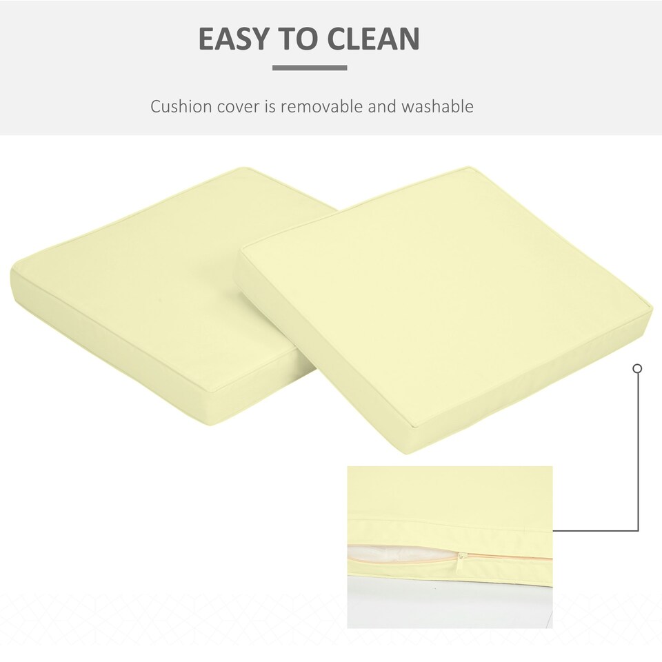 image 1 of Outsunny Outdoor Seat and Back Cushion Set Replacement Cushions, Cream White