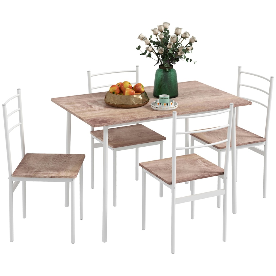 image 1 of HOMCOM 5 Piece Dining Table and Chairs Set, Space Saving Table