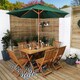 image 3 of Outdoor 6 Person Folding Rectangular Wooden Garden Patio Dining Table Chairs Parasol and Base set