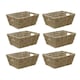 image 1 of JVL Large Hand Woven Seagrass Rectangular Storage Basket, Capacity:14L, Set of 6 Brown