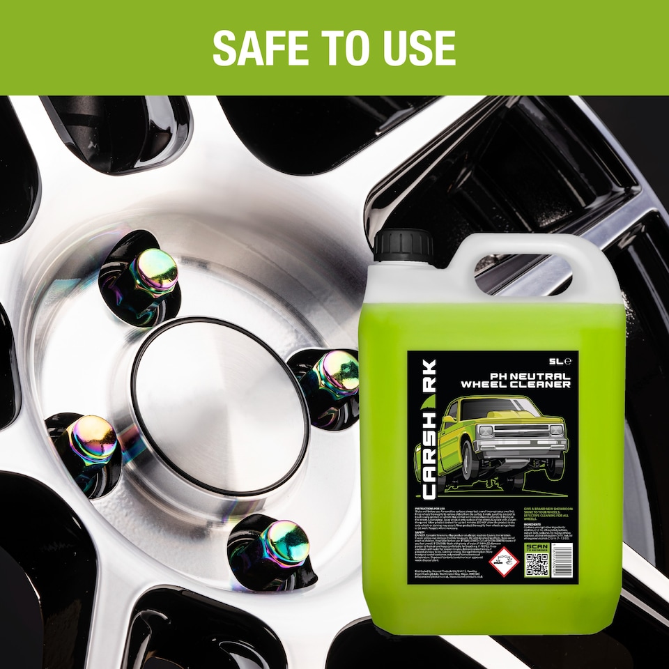 image 1 of CARSHARK pH Neutral Wheel Cleaner 5L + Black Wheel Brush - Effective Cleaning for All Wheels