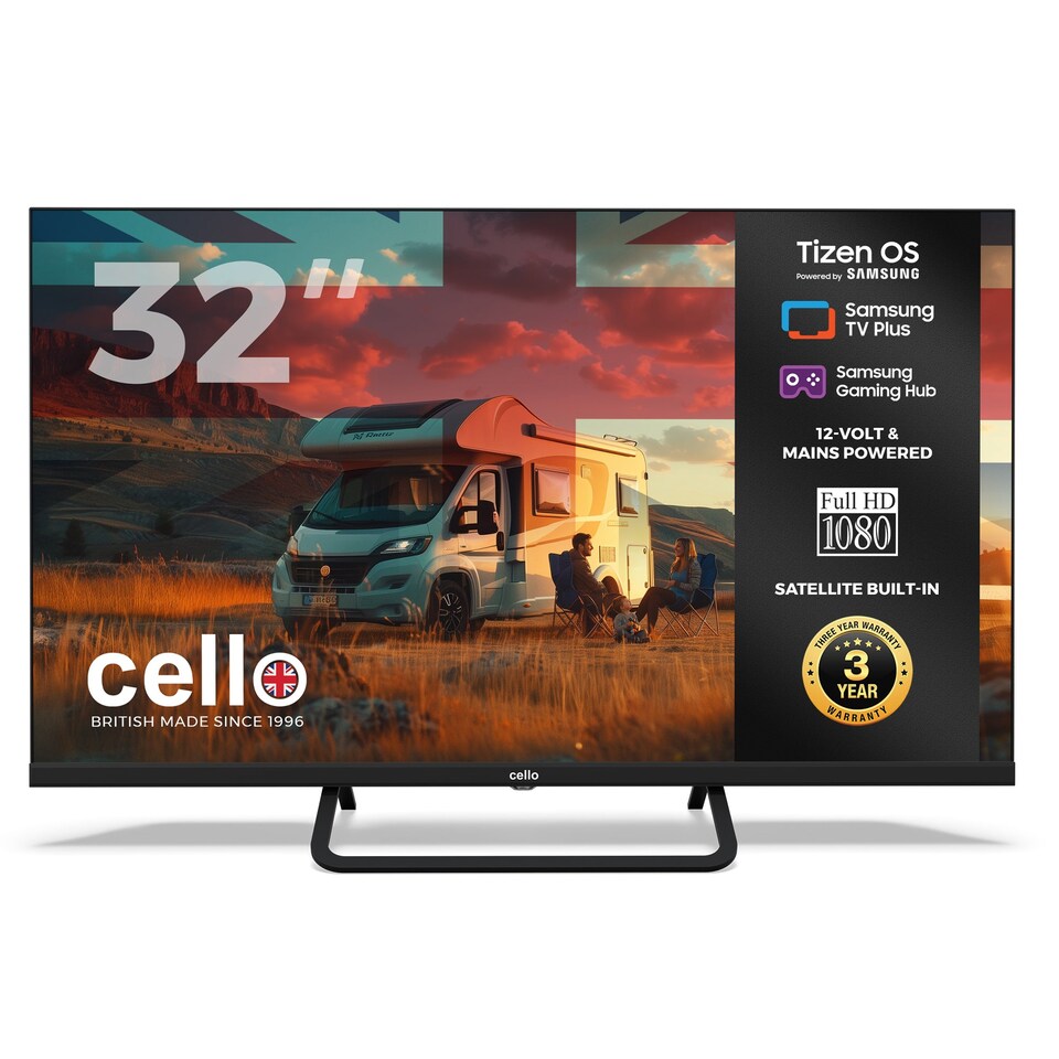 image 1 of Cello CTrav-32TZ 32" Smart Samsung Plus 12-Volt Traveller TV with Gaming Hub & Xbox