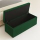 image 2 of 120cm Chesterfield Ottoman Storage Box, Forest Green Plush Velvet Upholstered Blanket Box, End of Bed Bench, Deep Storage Chest