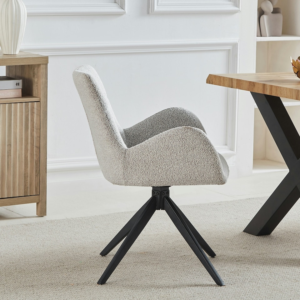 image 1 of Set of 2 Giarre Fabric Dining Chairs - Beige