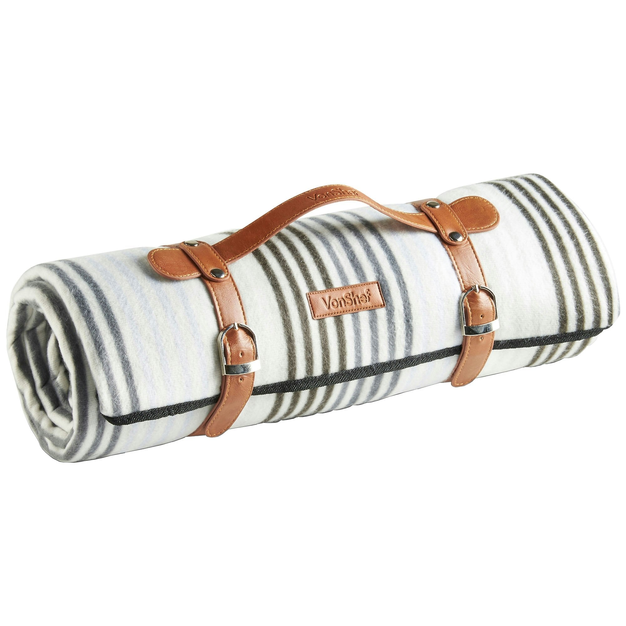 VonShef Large Striped Picnic Blanket with Waterproof Back - 180x147cm