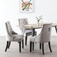 image 9 of Set of 4 Velvet Dining Chairs Ergonomic Scoop Knockerback & Button Tufted Wood Legs Grey | Light Grey