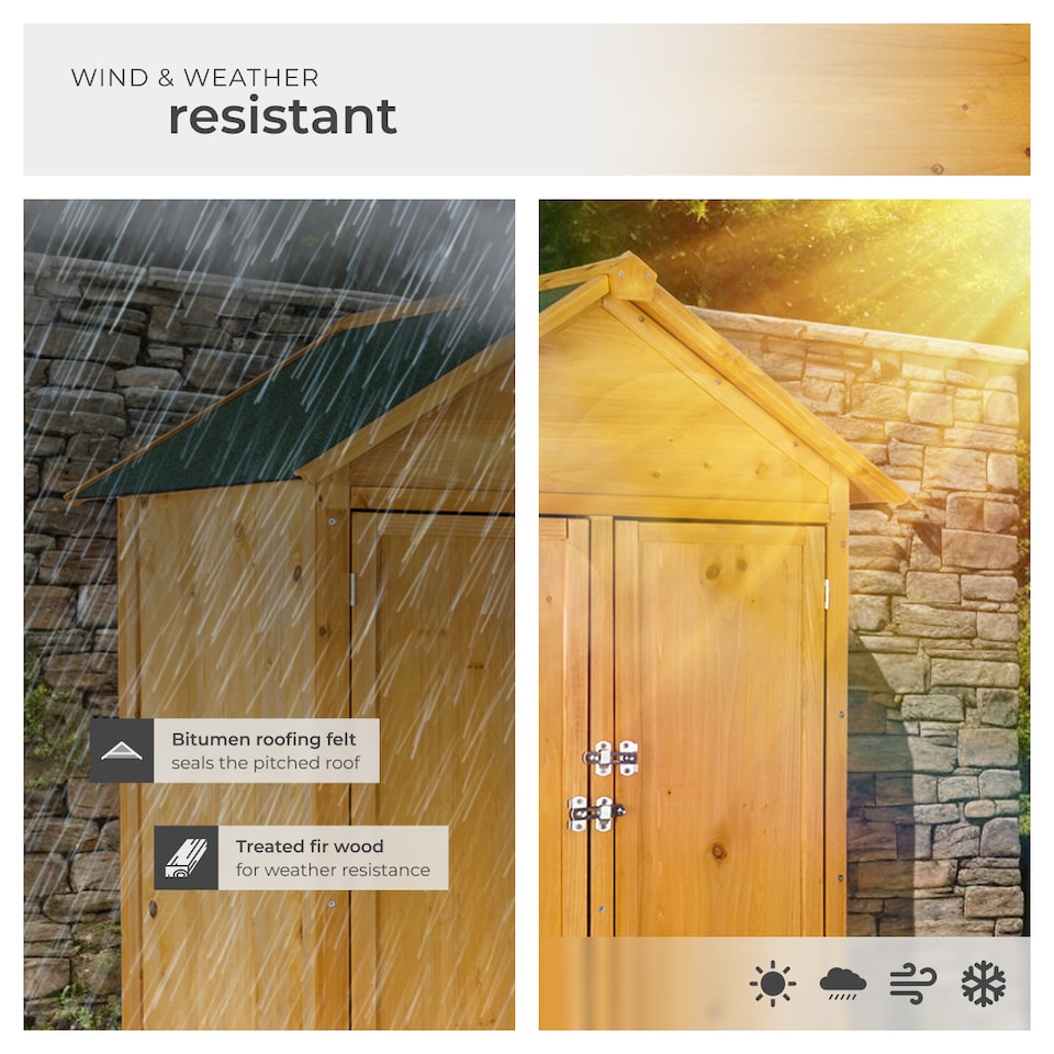 image 1 of Garden Shed with Pitch Roof - impregnated wood, Bitumen roofing felt | Brown | brown | 80,50 x 60 x 213,50 cm | 1