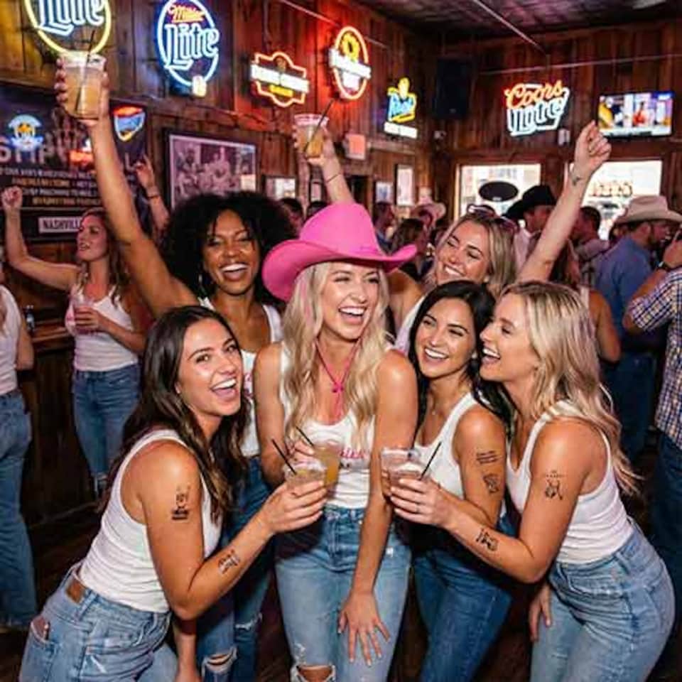 image 1 of Hot Pink Adults Cowboy Hat with Silver Stud Detail Fancy Dress Accessory