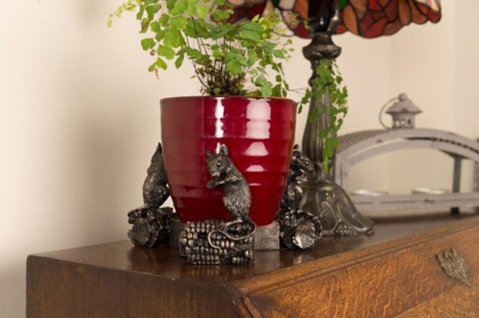 image 1 of Harvest Mouse On Corn Plant Pot Feet - Set of 3 | Grey