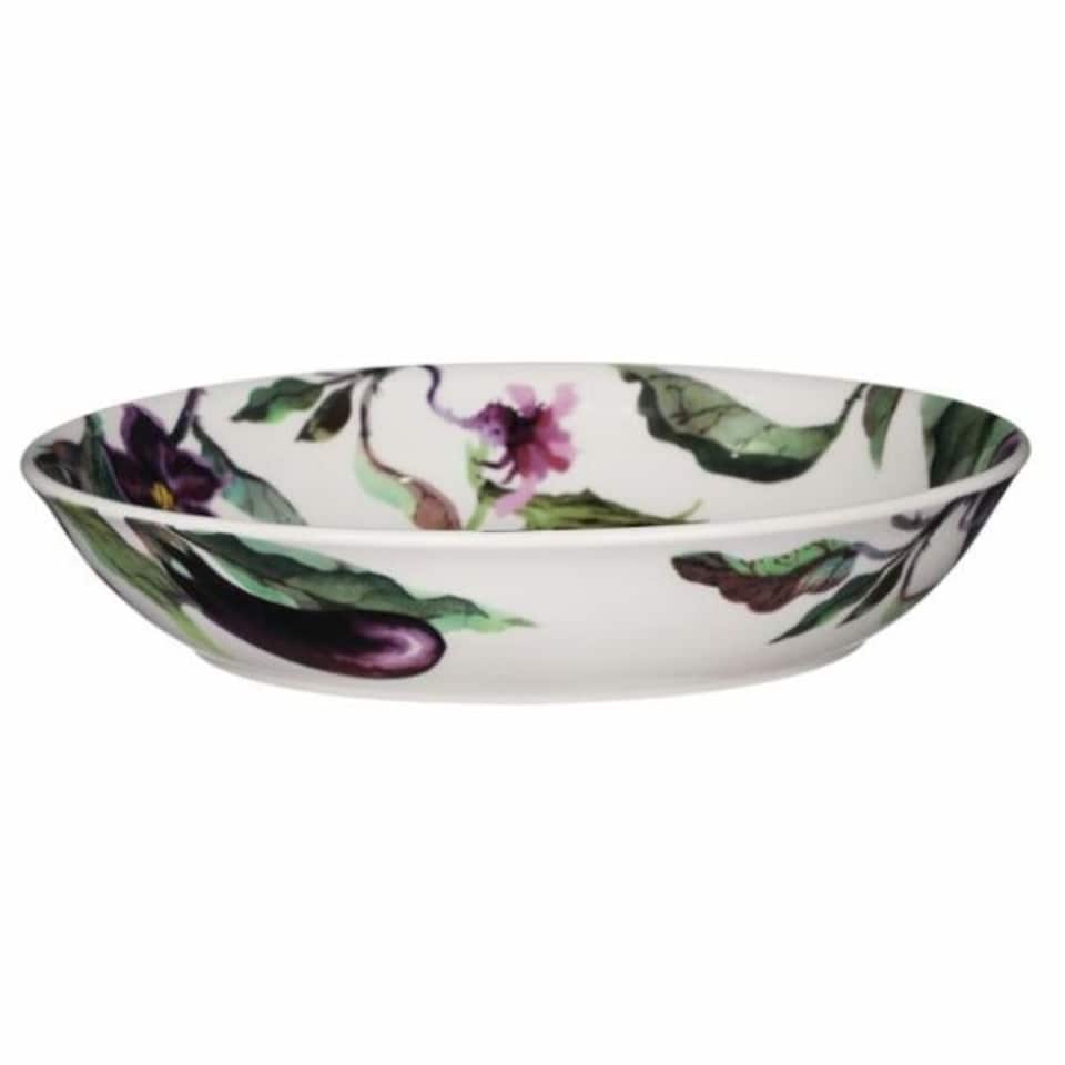 image 1 of Pasta Bowl: 1 x 23cm Emma Bridgewater Aubergine & Flowers Medium Pasta Bowl, Ceramic White