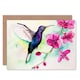 image 1 of Hummingbird And Orchid Flowers Floral Watercolour Art Card