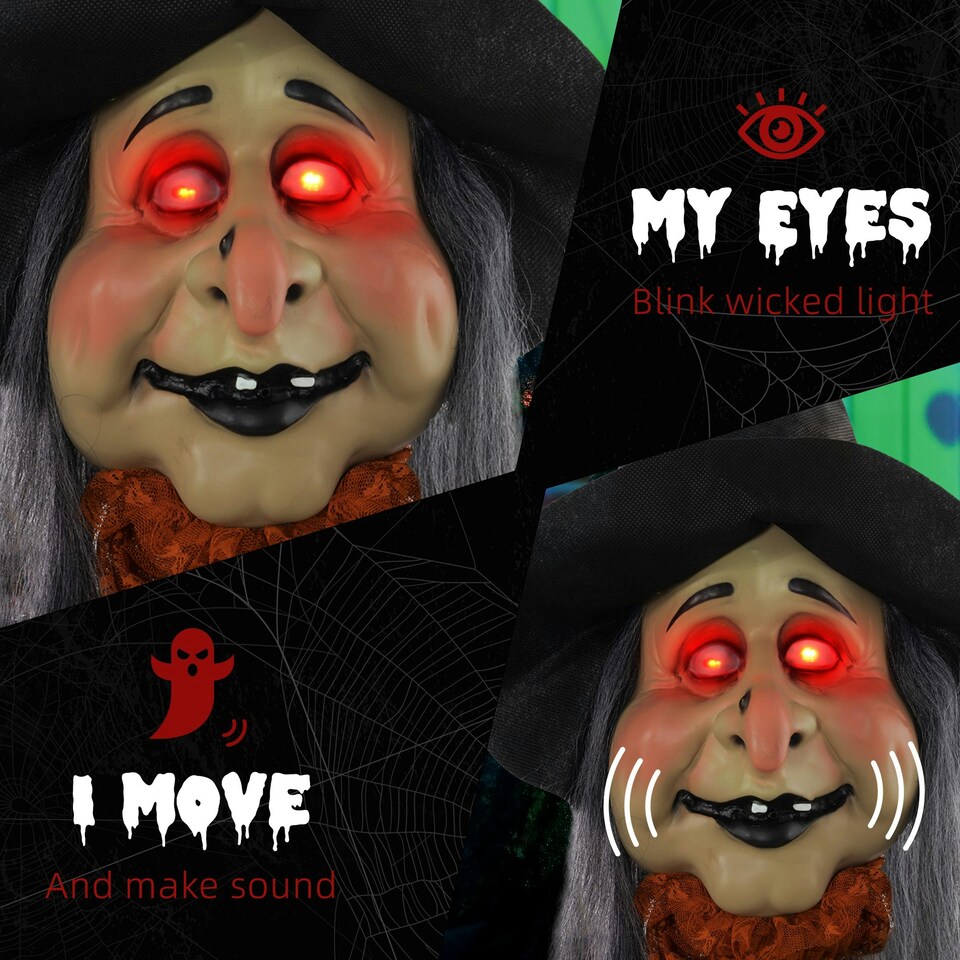 image 1 of HOMCOM Outdoor Halloween Animatronic with Sound Activated, Light Up Eyes