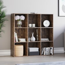Vida Designs Durham 3x3 Cube Storage Bookcase Display Unit, Dark Wood