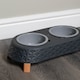 image 5 of 16cm x 9cm Grey Plastic Raised Double Pet Bowl Feeding Station with Stand
