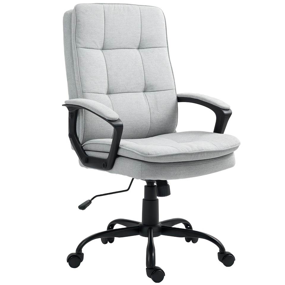 image 1 of HOMCOM Office Chair, Computer Desk Chair with Dual-Layer Padding, Grey