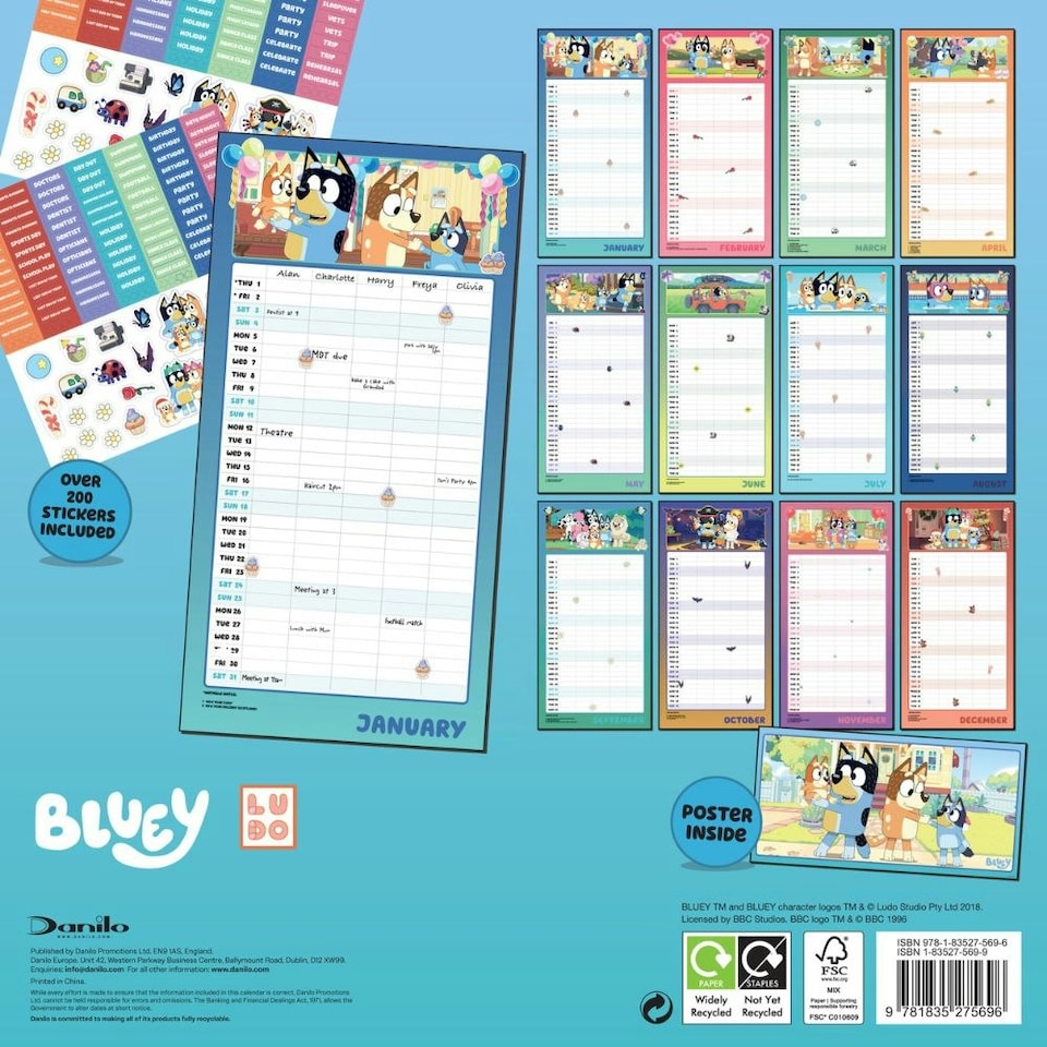 image 1 of BLUEY 2026 FAMILY ORGANISER CALENDAR