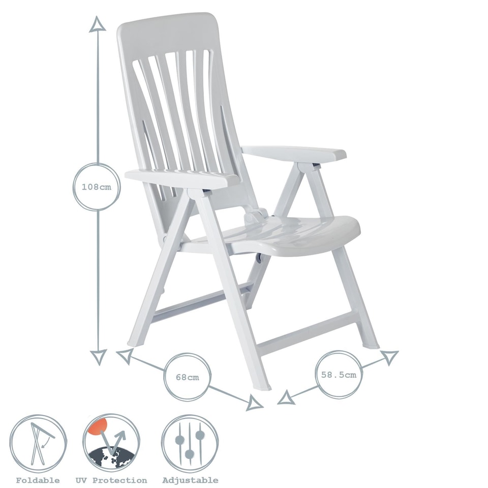 image 1 of Resol Blanes Reclining Garden Chair - White | White | White