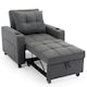 image 2 of Hudson 1-Seater Sofa Bed Linen Fabric with Cup Holders (Grey)