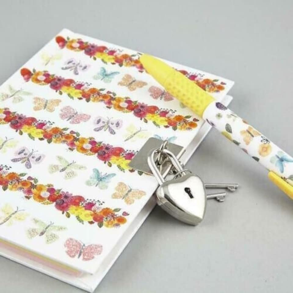 image 1 of Floss & Rock Children's Lockable Secret Diary Notebook - Butterfly