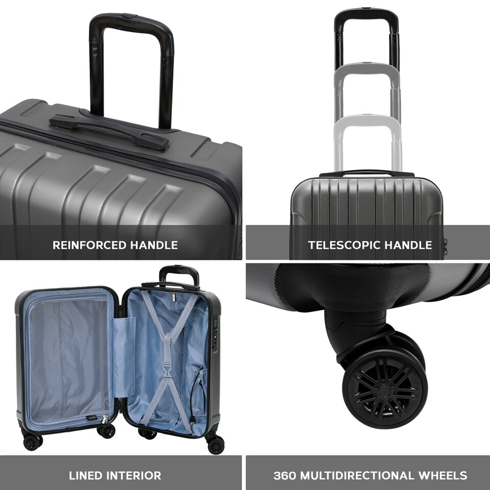 image 1 of Flight Knight Premium Lightweight Suitcase - Built-in Side Lock with USB Port - 8 Spinner Wheels - Hard Shell Carry On Or Check in Luggage 100 Airlines Approved Black | Large