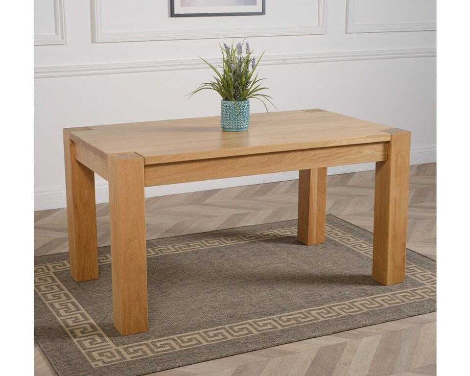 image 1 of Kuba 150 x 85 cm Chunky Medium Oak Dining Table and 4 Berkeley Chairs | Brown | Brown