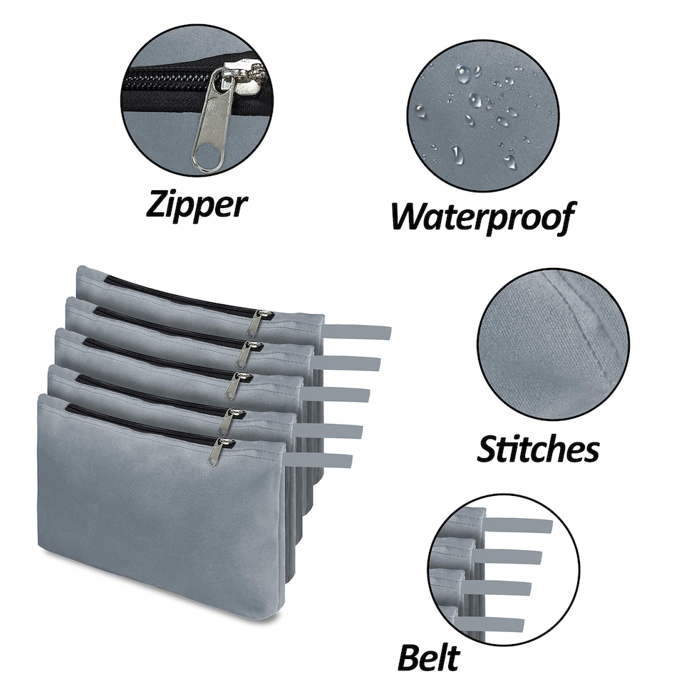 image 1 of Covers&All Tool Bag, 18 Oz Heavy Duty Waterproof Pouch with Sturdy, 7 in L x 11 in W x 7 in H, Gray