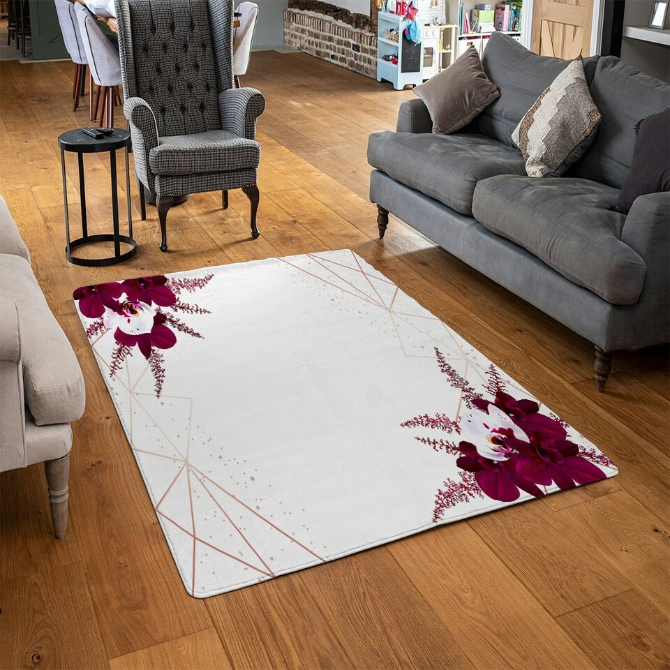 image 1 of Geometrics & Flowers (Rug) Pink | XL: 160x230cm