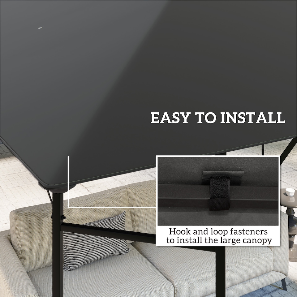image 1 of Outsunny 3 x 3(m) Gazebo Canopy Replacement Cover with Drain Holes, Grey