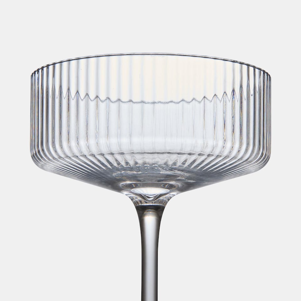 image 1 of OHS Set of 4 Ribbed Plastic Champagne Cocktail Glasses Reuseable Party Flute