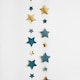 image 2 of Gold & Teal Trailing Star Hanging Decorations 5m