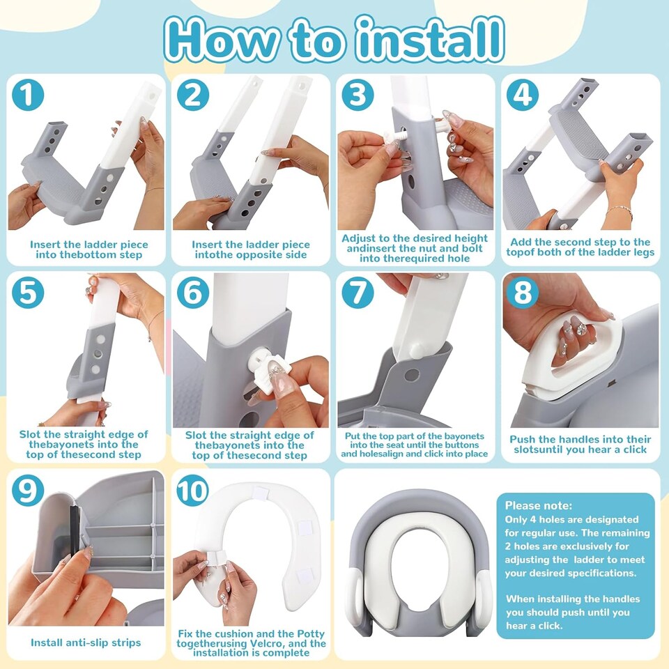 image 1 of Alivio 2-in-1 Kids Potty Training Seat with Adjustable Ladder and Foldable Potty