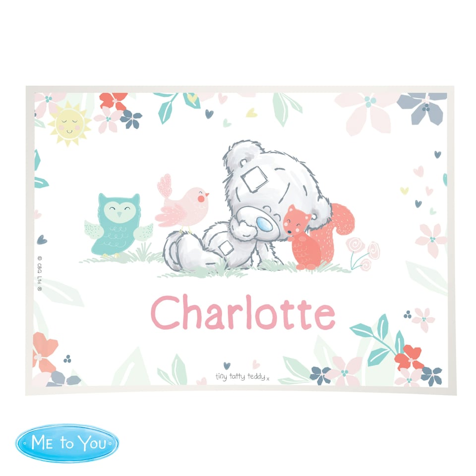 image 1 of Personalised Tiny Tatty Teddy Woodland Animal Placemat