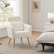 image 1 of Yaheetech Boucle Barrel Accent Chair with Adjustable Headrest and Lumbar Pillow White