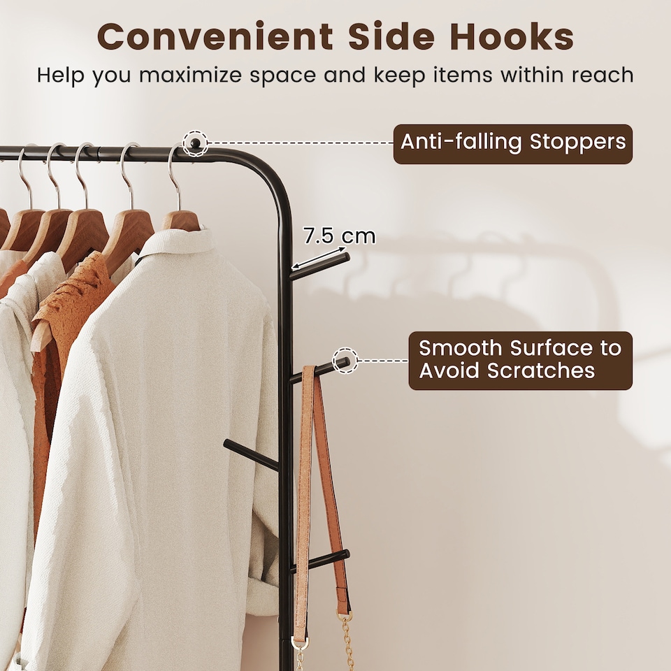 image 1 of COSTWAY Heavy Duty Clothes Rack Metal Garment Wardrobe Rack for Hanging Clothes