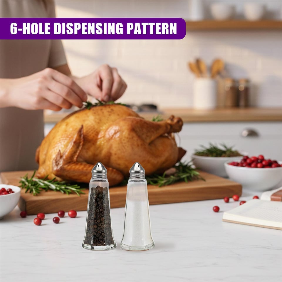 image 1 of GEEZY Salt And Pepper Shakers Set Clear Glass 6 Pieces