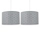 image 1 of First Choice Lighting Set of 2 Grey Laser Cut 30cm Pendant Lightshades Grey