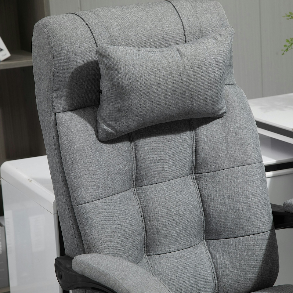 image 1 of Vinsetto Ergonomic Office Chair Adjustable Height w/ Wheels Footrest Light Grey