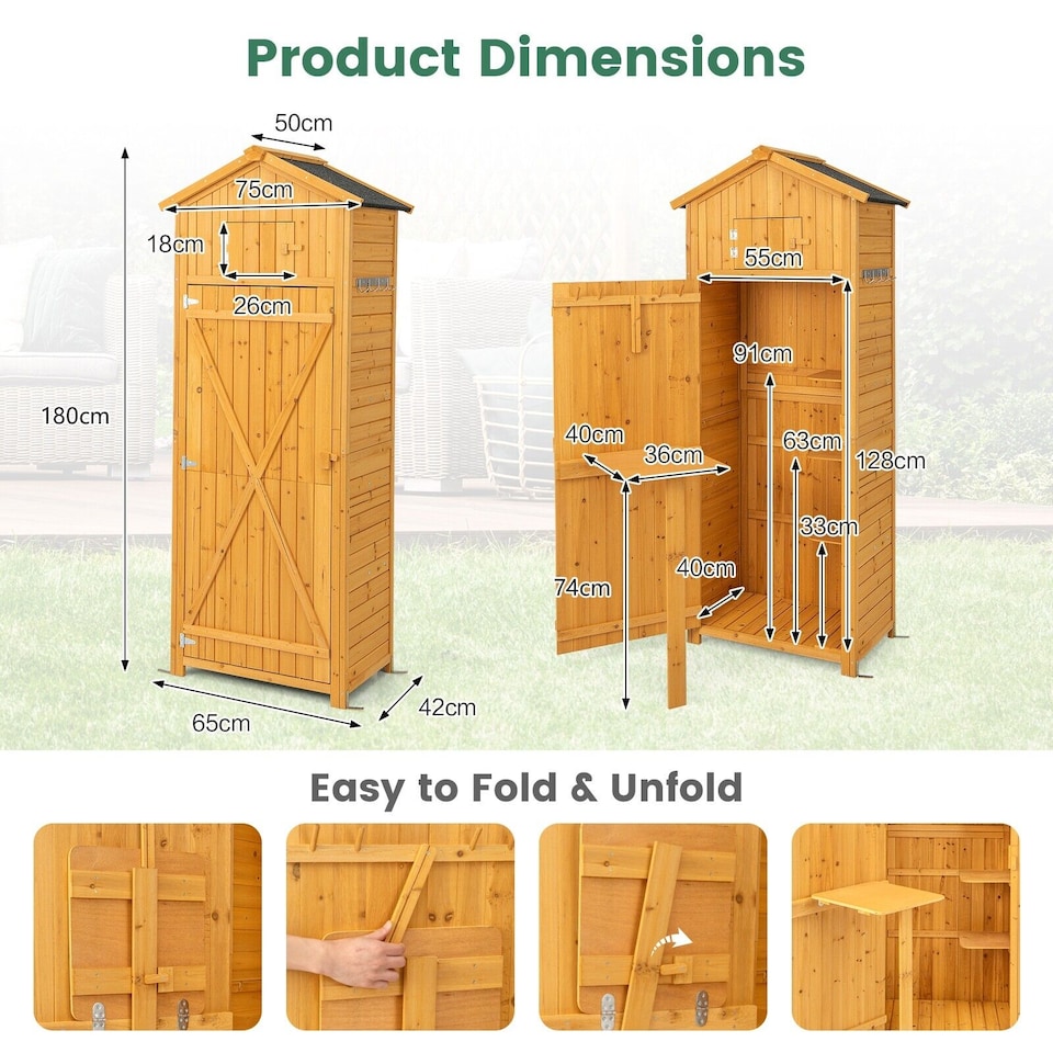 image 1 of Outdoor Storage Shed Garden Tool Utility Cabinet Waterproof Asphalt Roof
