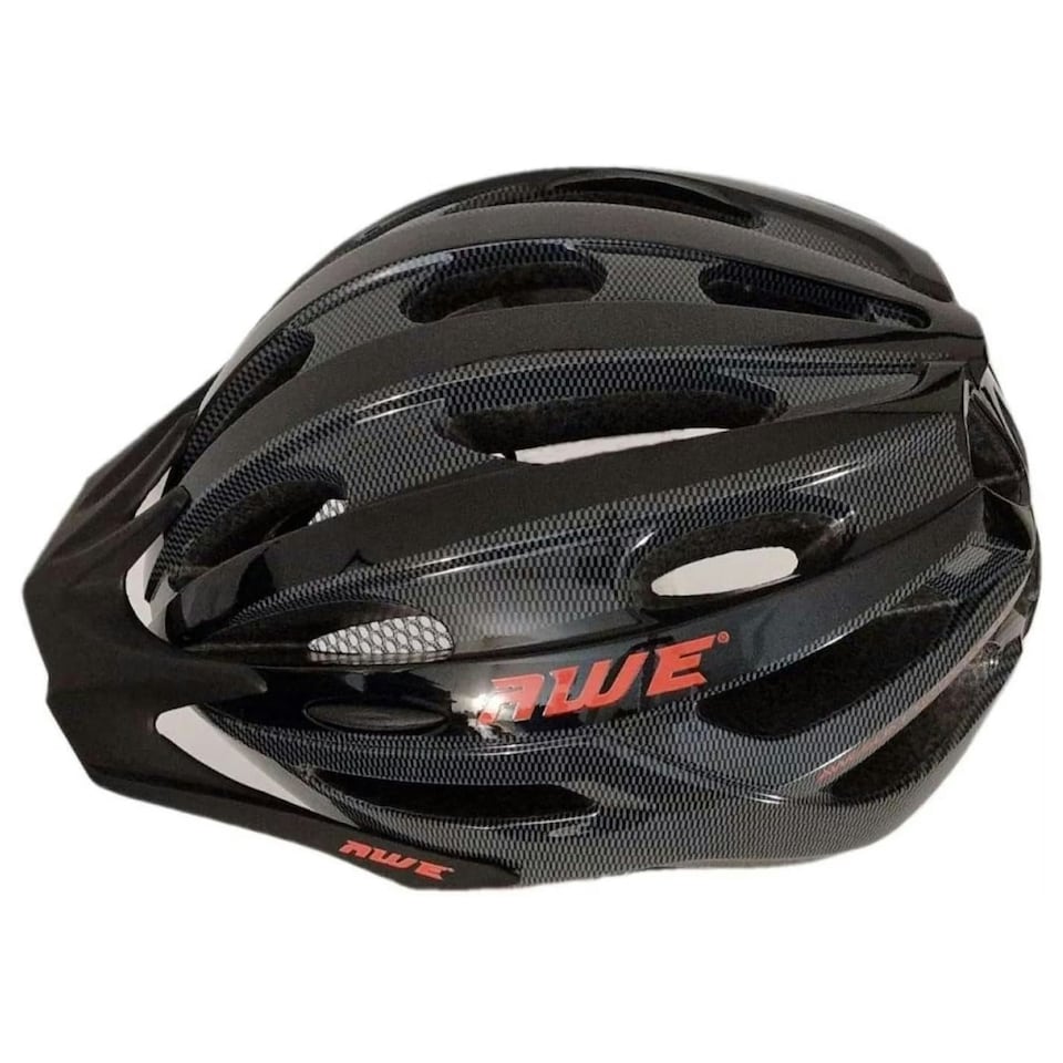 image 1 of AWE AweAir In Mould Adult Bike Helmet Large 58-61cm Black/Carbon/Red Crash Guarantee* | Black | Carbon