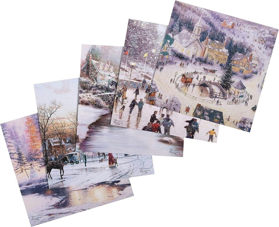 image 1 of Pack of 30 in 5 Thomas Kinkade Designs Charity Christmas Cards