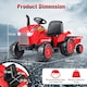 image 2 of COSTWAY 12V Kids Ride On Tractor with Trailer 2-in-1 Red