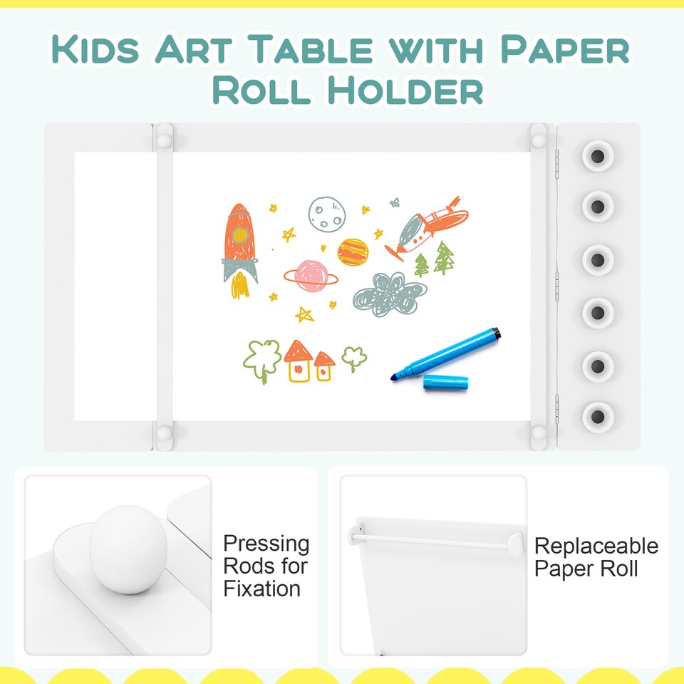 image 1 of COSTWAY 2-in-1 Kids Art Table and Easel Set White