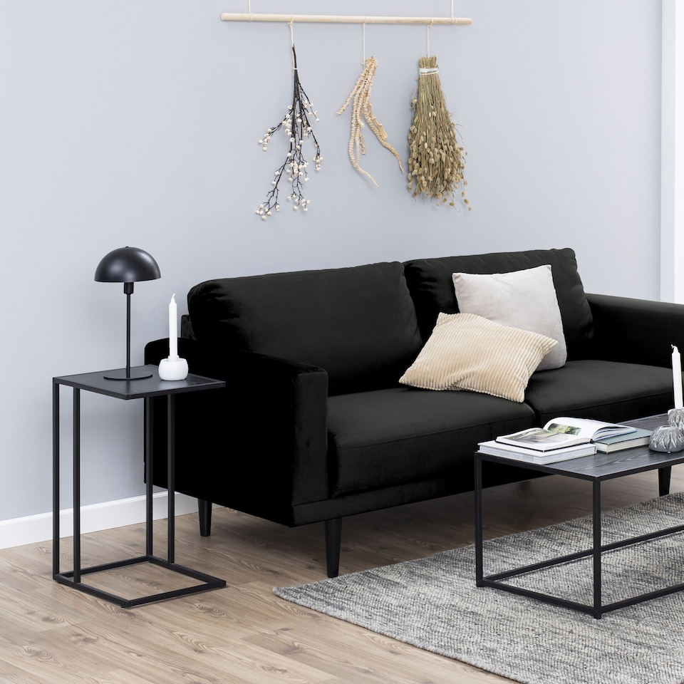 image 1 of Seaford Black Metal Side Table with Black Top