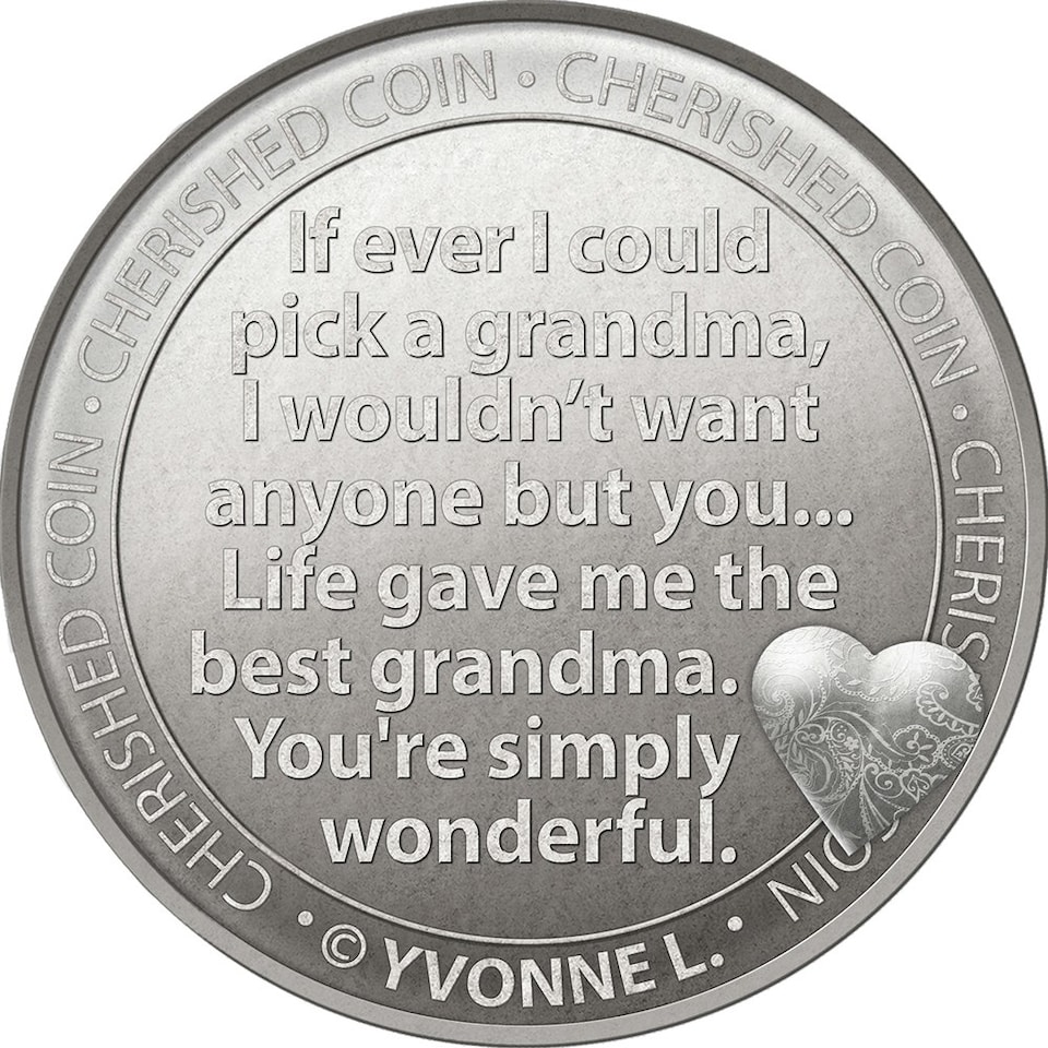 image 1 of Special Grandma Cherished Lucky Coin Engraved Message Keepsake Gift