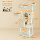 image 3 of Yaheetech 163 cm Large Cat Tower with Condos Platform Perch Beige