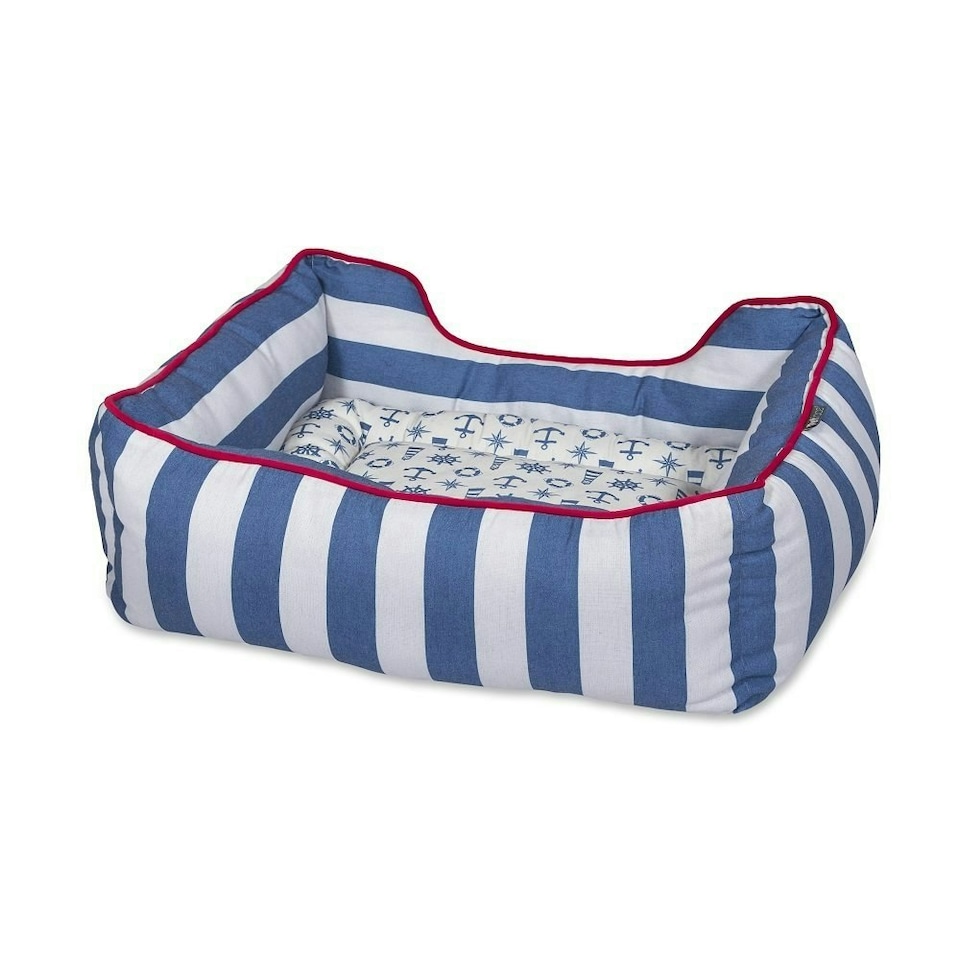 image 1 of Petface Dog Bed Reversible Soft Square Small 50x42cm Nautical Stripe