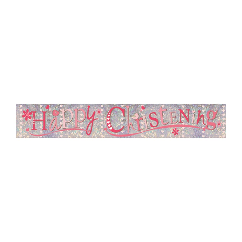 image 1 of Amscan Happy Christening Foil Banner - Pink - 2.7m