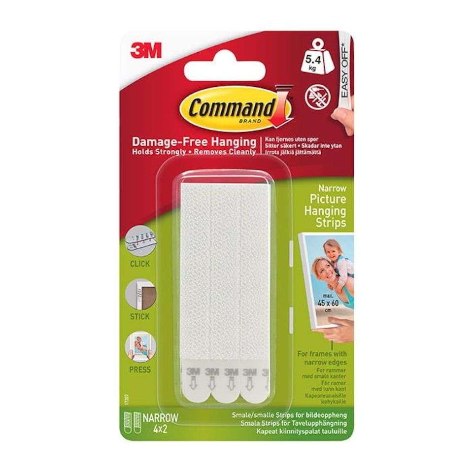 Command 17207 Narrow Picture Strips 5.4kg 4pk - One Colour - One Size